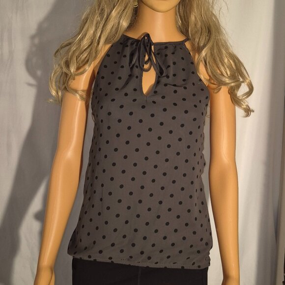 Express sleeveless top w/ keyhole back, Grey with black dots in size small - Picture 10 of 14